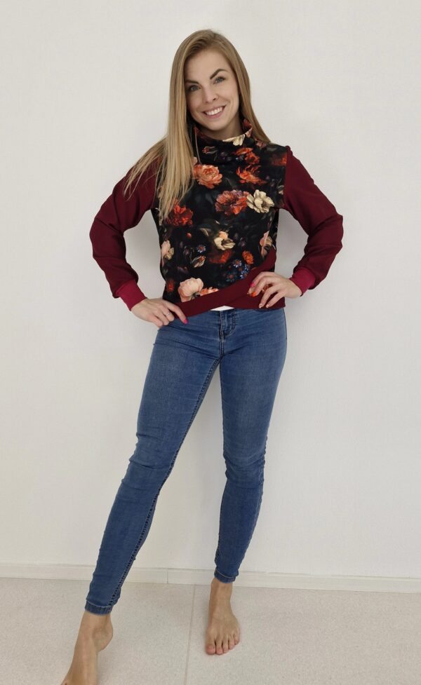 Dámská croptop mikina Barokní kvítí - Image 2