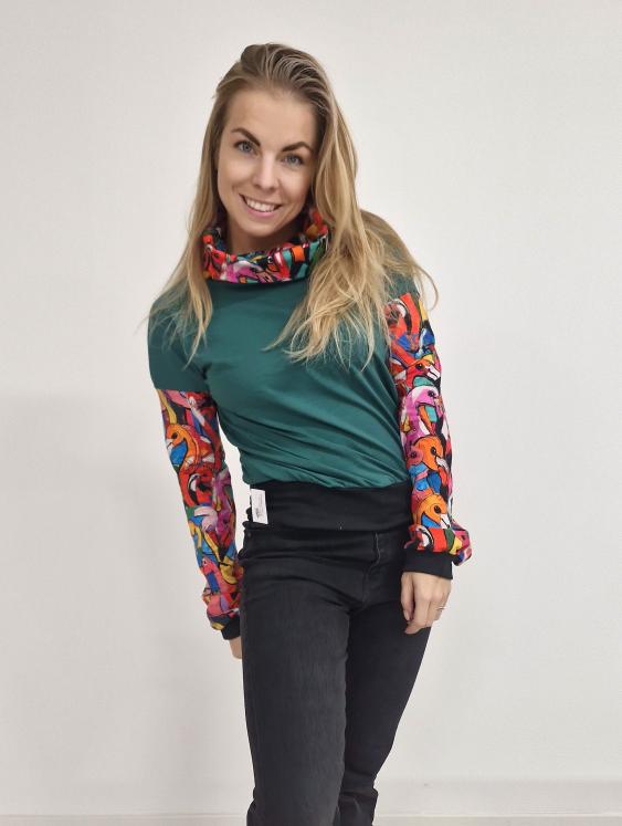 Dámská netopýří mikina Plameňáci - Obrázek 2