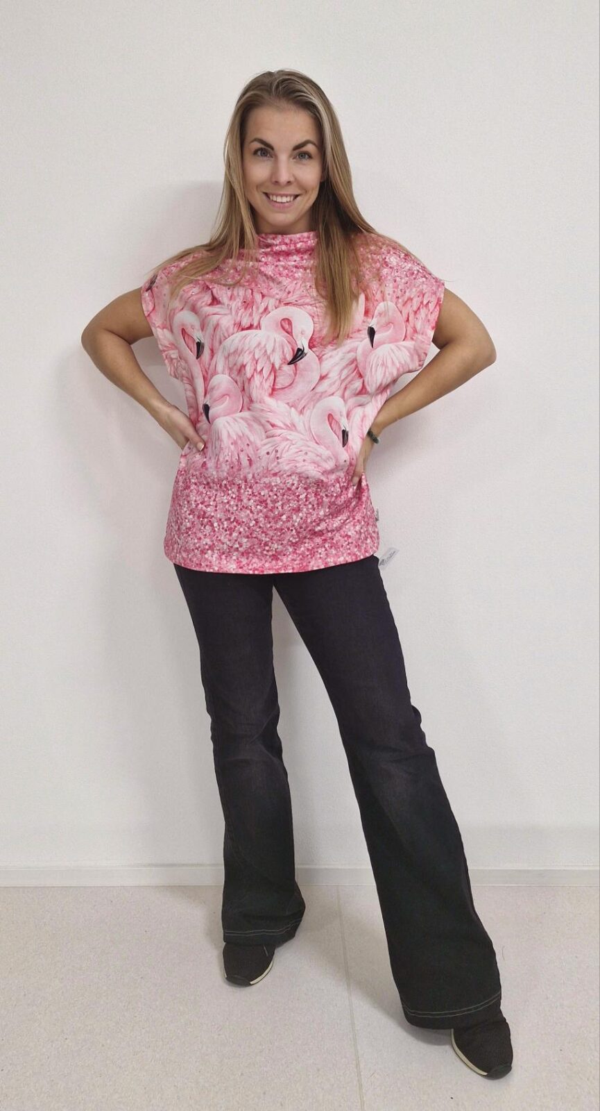 Dámské netopýří tričko Plameňák - Obrázek 2