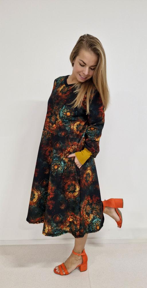 Dámské mikinové šaty půlkolové Mandaly na hnědé - Obrázek 2