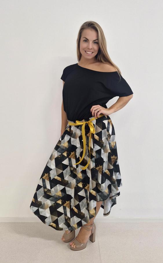 Dámské šaty cípovky Zlaté trojúhelníky - Obrázek 2