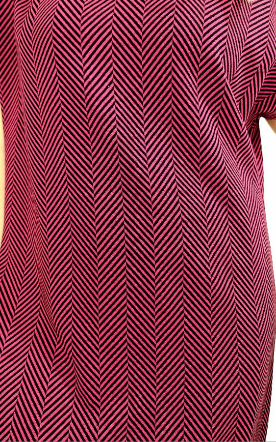 Dámské Netopýří šaty Růžový Chevron - Obrázek 2