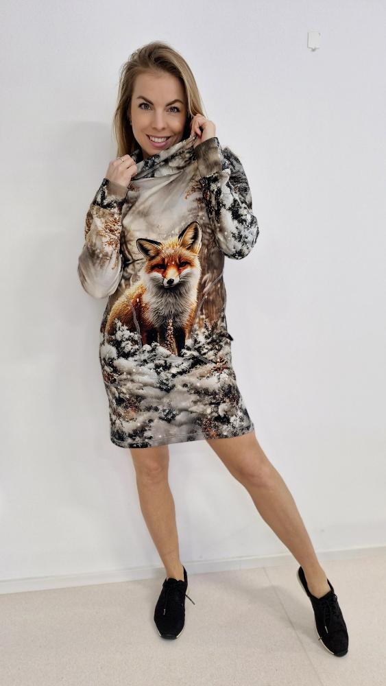 Dámské mikinové šaty Zimní liška - Obrázek 2