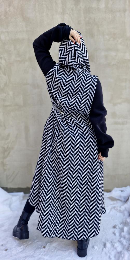 Dámský kabátek ČernoBílý Chevron - Obrázek 2