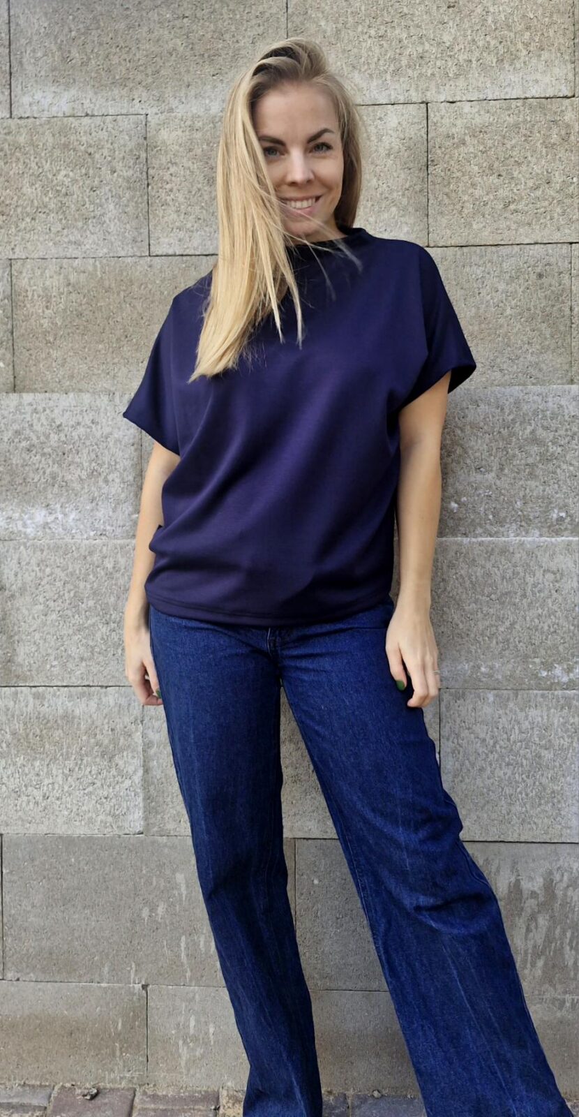 Dámské tričko Asymmetric Máslová Navy modrá - Obrázek 2