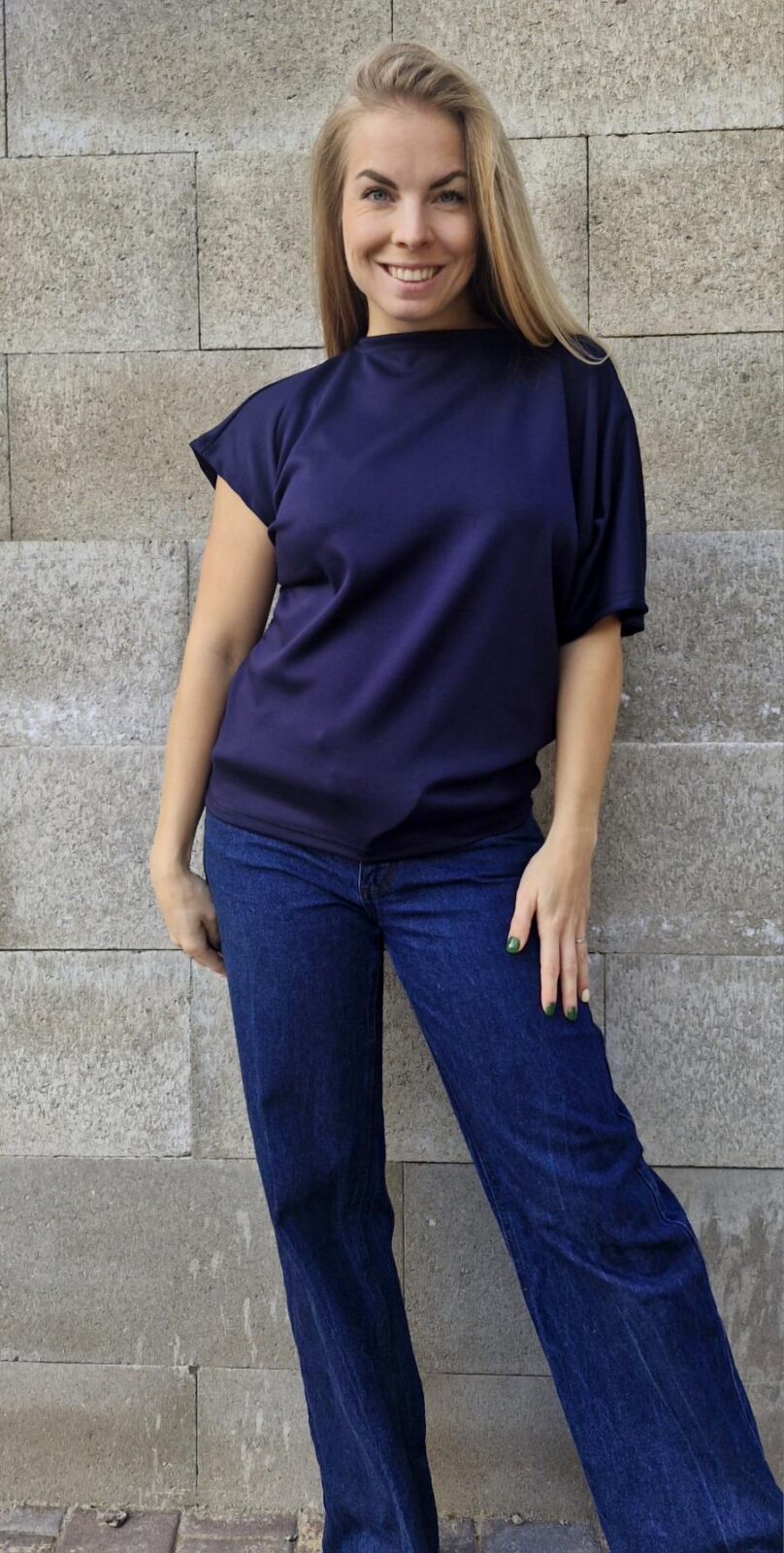 Dámské tričko Asymmetric Máslová Navy modrá - Obrázek 3
